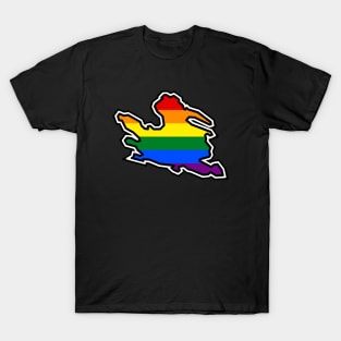 Mayne Island Silhouette - Traditional Pride Flag Rainbow Colours - Mayne Island T-Shirt